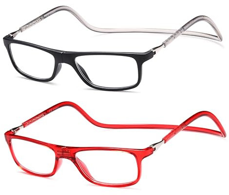 NEW VISION Gafas Presbicia Hombre 2 PACK, Gafas de Presbicia Cierre Imán, Longitud Ajustable, Gafas De Lectura para Hombre y Mujer, NV2904 (Rn, 2.5, x)
