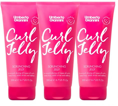 Umberto Giannini Curl Jelly Scrunching Jelly, Vegan & Cruelty Free Frizz Solution Gel for Curly or Wavy Hair, 200 ml (3 Pack)