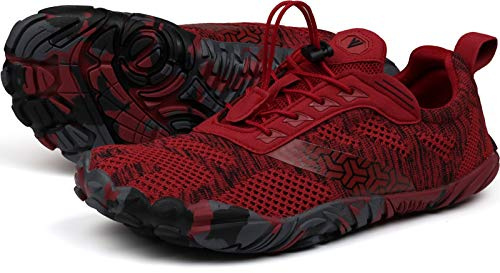 Joomra Womens Barefoot Shoes Zero Drop Minimalist Sneakers, Red, 9-9.5