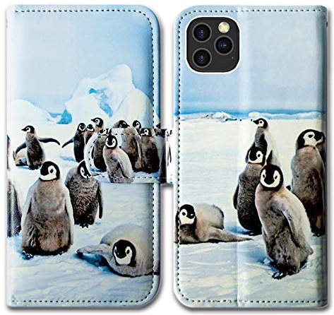 Bcov Case for iPhone 12 Pro Max, Cute Playing Penguin Leather Flip Wallet Case Cover with Card Slot Holder Kickstand For iPhone 12 Pro Max