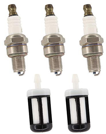 HURI 3x Zündkerze CMR6H & Benzinfilter für Stihl FS 90, FS 100, FS 110, FS130, FS90R, FS100R, FS110R, FS100RX 4-MIX-Trimmer-Freischneider Ersetzen Sie Teil Nr. 3365