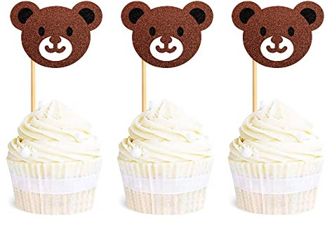 30 Stück Bären Cupcake Topper, süßer Bär, Cupcake Dekorationen, Kinderparty, Babyparty, Tiere, Motto-Feier, Geburtstag, Party Dekorationen