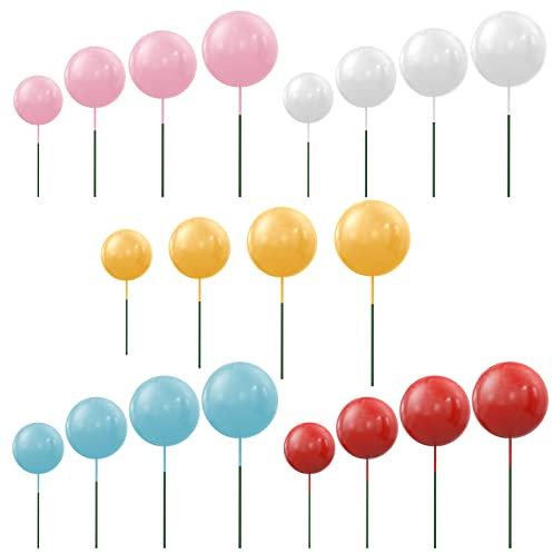 OSDUE 20 Stück Mini Cupcake Topper, Kuchen-Dekoration Kugeln, Schaum Runde Ball Ballon Kuchendeckel, für Jubiläum Geburtstagsfeier Baby Shower Kuchendekoration (Macaron)