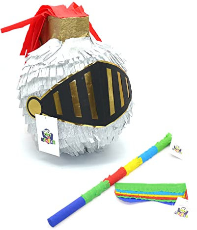 Nislai® Pinata Ritter Set | Ritter Kindergeburtstag Party | Pinata Geburtstag Drachen | Pinata Geschenk | oder als Deko Party | u. 30x25x25 cm