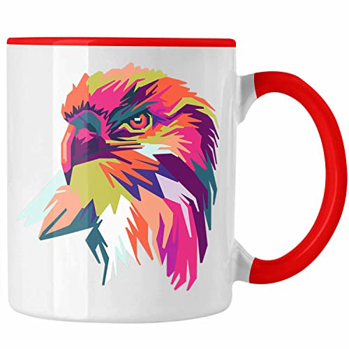 Trendation - Adler Polygon Tasse Geschenk Adler-Fans Kaffeetasse (Rot)