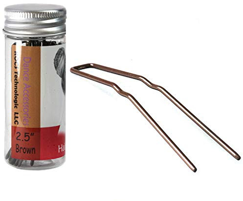 WalBryka U-förmige Haarnadeln aus Metall mit tragbarer Box, Haar-Accessoires für Damen, 24 Stück (6,4 cm, braun)