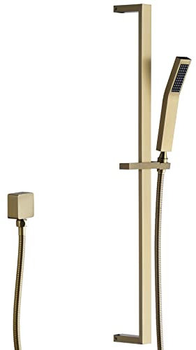 YUESIMATE Duschstange, Handbrause mit Schiebestange, verstellbare Höhe, Duschstab und Duschstange, leicht zu erreichende Handbrause für Erwachsene und Kinder (gebürstetes Gold)