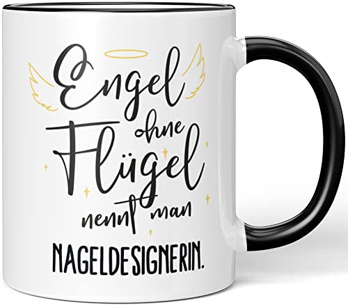 JUNIWORDS Tasse, Engel ohne Flügel nennt man Nageldesignerin, Schwarz (5175994)