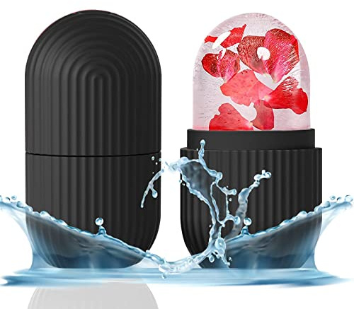 IIQI Moule de glace pour le visage, Beauté du visage Moule en silicone Ice Roller Skin Care Tools, Gua Sha sublime le teint et repulpe les joues roller visage (Noir)