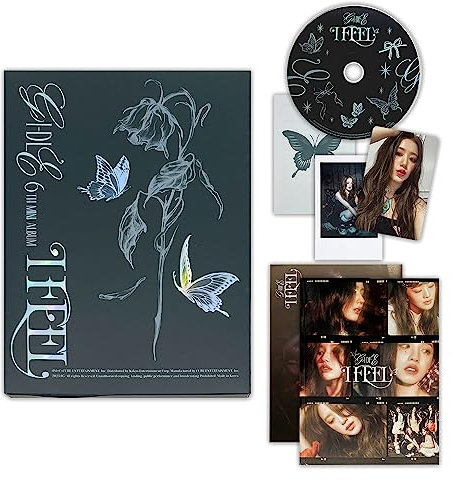 (G)I-DLE - 6th Mini Album [I feel] (Butterfly Ver.) Booklet + Lyric Paper + CD + Photo Card + Polaroid + Mini Poster + 2 Pin Button Badges + 4 Extra Photocards