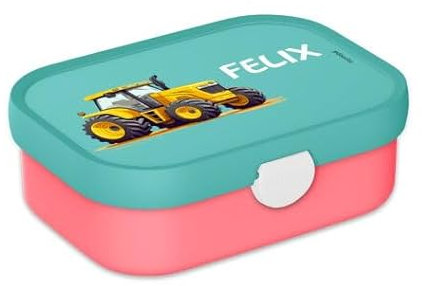 Mepal Personalisierte Brotdose mit Namen - Bento Lunchbox für Kinder - Traktor - Geeignet für bis zu 4 Butterbrote - BPA-frei & Spülmaschinenfest - 750 ml - Gelb