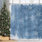 MIRRORANG Weihnachten Duschvorhang, Blaue Schneeflocken Winter Schnee Badezimmer Duschvorhang Set mit 12 Haken,183x183cm