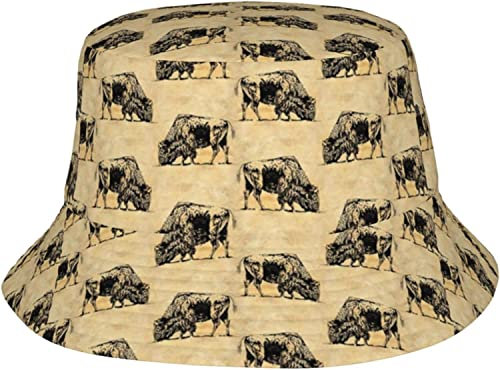 Lsjuee Schwarzer Bison-Grasfischer-Angelhut, Eimer-Sonnenhut, atmungsaktiver Fischerschutz, Safari-Hüte, Unisex, für Strand, Wandern, Safari, Camping, Gartenarbeit, Bootfahren