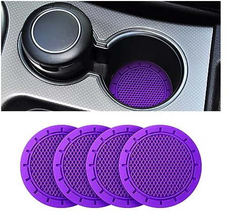 CGEAMDY 4 Pieces Car Cup Holder, 7cm Diameter Non-Slip Universal Insert Cup Holder, Durable, Suitable for Most Car Interior, Car Accessory for Women and Men (Purple)