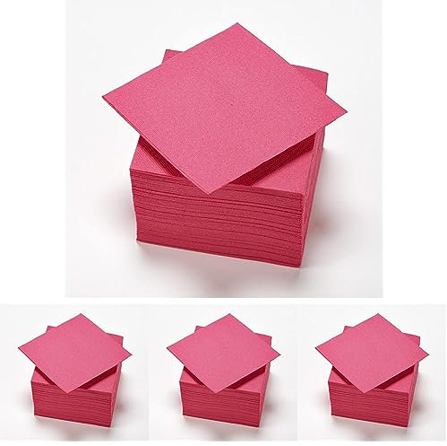 Le Nappage 50 Serviettes Tex Touch Cocktail 25x24cm FSC, Ouate de Cellulose, Rose Fuchsia, 25cm x 24cm (Lot de 4)