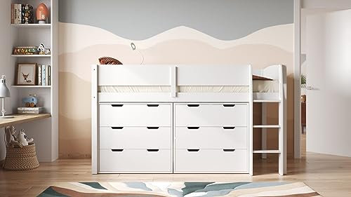 Flair Loop Wooden Mid Sleeper Cabin Bed Storage Set - White