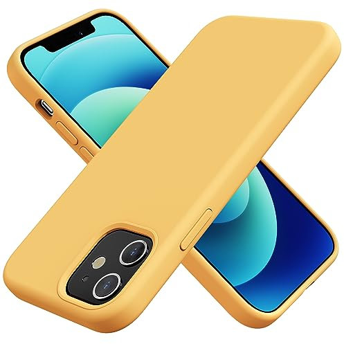 TAXXOE Silicone Case Compatible with iPhone 12 Case/12 pro case Soft Ultra Slim Protective Shockproof Liquid Silicone Phone Case,Anti-Scratch Microfiber Lining, 6.1 Yellow