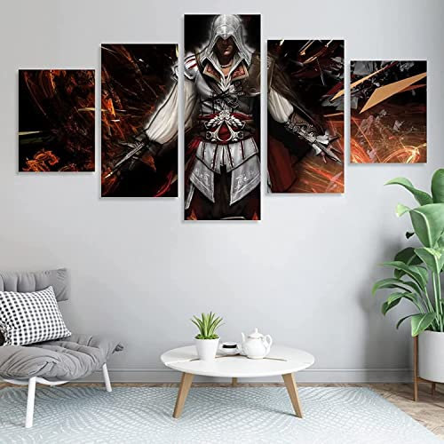 MUICIN Room Decor 3D Assassin's Creed Leinwand 5-teilige dekorative HD Poster Malerei Moderne Wohnkultur Wohnzimmer Wand Dekor.,XL