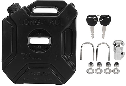 5L / 1.3 Gallon gaz Peut avec Serrure et clé, réservoir de Carburant Huile Essence bidons de Stockage, réservoir de Secours d'urgence avec Support de Montage pour Moto UTV SUV