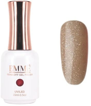 CÔEM - Premium Gel UV Nagellack langanhaltend für UV-Lampe - Gellack Shellac 400 Farben (Glitzer, Metallic, Schimmernd) Nail Polish schnelltrocknend - Gelnagellack 15ml GP365 beige/glitzer