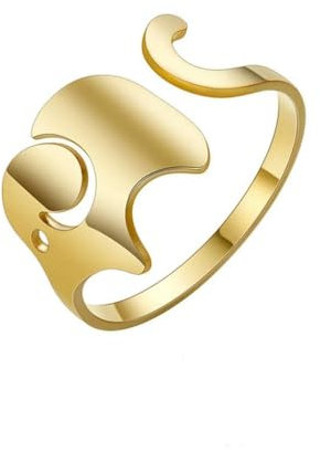 Schöner Elefant offener Ring für Frauen Edelstahl Gold Farbe verstellbare Ringe Mode niedlicher Tierschmuck Geschenk