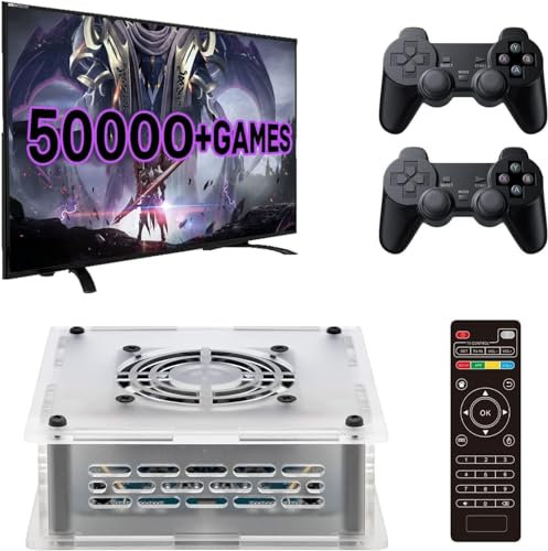 Super Console X PRO Plus, Retro Videospielkonsole 256 GB Integrierte 117.000 + Spiele, TV- und Game-Dual-System, 4K HD-Ausgang, 2 Controller, kompatibel mit PS1 / PSP / DC WiFi / LAN (Weiß, 256G)