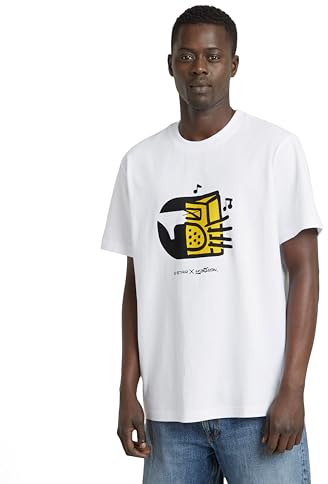 G-Star Men's Boombox Cartoon Loose T-Shirt, White (white D25702-C336-110), M