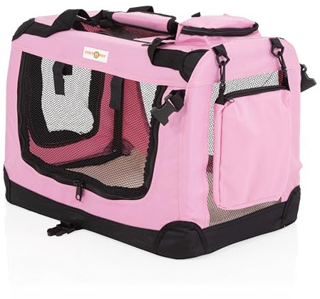 Fabric Dog Crate in Pink, XS Size 50cm, Cat Pet Carrier by Cozy Pet Folding Transport Travel Cage Ideal for Dogs, Puppies, Cats, Rabbits, etc. FDC-XS-P