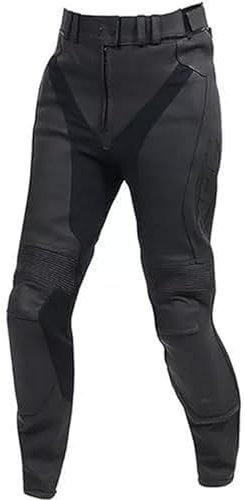 XRC Glet Motorradhose Leder Damen mit Protektoren Schwarz Vollnarbiges Lederhose Echtleder mit rüstung, 46