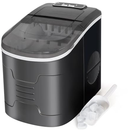 Todeco Machine à Glaçons pour la Maison, Capacité de 2,2L, 2 tailles de glaçons, 12kg en 24h, 9 Glaçons en 6-10 Minutes, Autonettoyant Machine à Glaçons, Grand Couvercle Transparent
