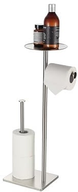 BVL Toilet Paper Holder Stand with Shelf Stainless Steel Brushed Nickel for Bathroom