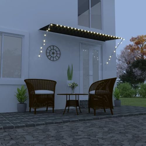 BaraSh Toldo retráctil con LED Gris Antracita 350x150 cm Toldo Lateral RetráCtil Toldo Corredero