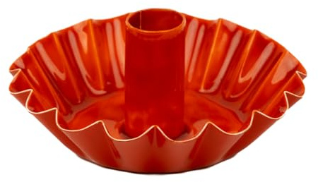 Gewellter Orangefarbener Metall-Kerzenhalter – Handgefertigt in Indien mit Emaille-Finish – Elegantes Tischdekor von Talking Tables