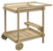 Outsunny Desserte de Jardin Chariot pour plancha Barbecue en Bois avec poignée 2 Plateaux et Porte-Bouteilles dim. 78L x 58,5L x 75H cm Naturel