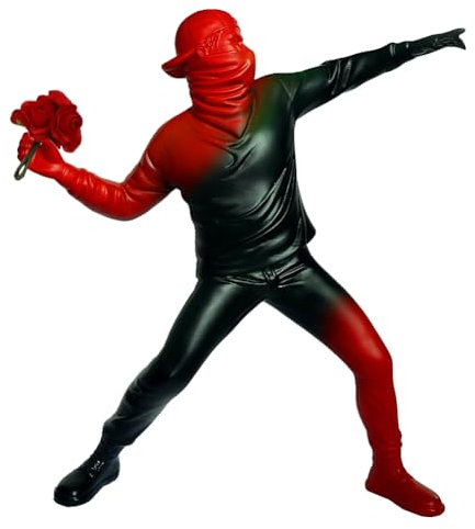 Scultura Moderna Design, Statua Banksy in Resina Ragazzo Lancio di Fiori Statuette Decorative Casa Moderne Creativa Figura Ornamento per Soggiorno Ufficio