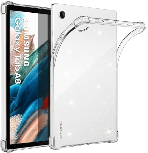 MoKo Hülle Kompatibel mit Samsung Galaxy Tab A8 10,5 Zoll 2021 (SM-X200/X205/X207),Leicht Schutzhülle mit Flexible TPU Kristall Klar Rückseite Tablethülle Tablet Cover für Galaxy Tab A8,Klarer Glitzer