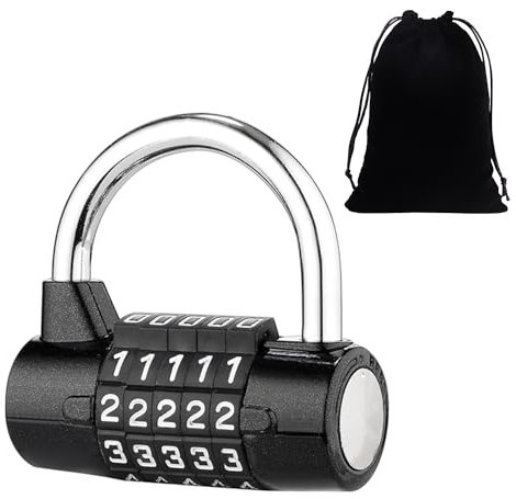 Candado de 1 pieza con números y bolsa de almacenamiento de 1 pieza, candado de combinación de aleación, candado para maleta, candado de taquilla (negro)
