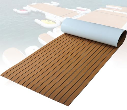 Kensbro Tapis de Sol Bateau Pont de Yacht, Revêtement de Sol Autocollant en Mousse EVA pour Bateau, Tapis Antidérapant pour Bateaux, Yachts, RV, Piscines, Sols de Jardin, 240 x 90 cm