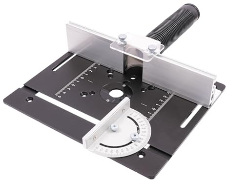 Frästisch Einlegeplatten, Aluminiumlegierung mit Klarer Skala, Frästisch Einlegeplatte für Oberfräsen, Router Table Insert Plate, Fräsplatte Gravur-Hilfswerkzeug mit Gehrungslehre (Schwarz)