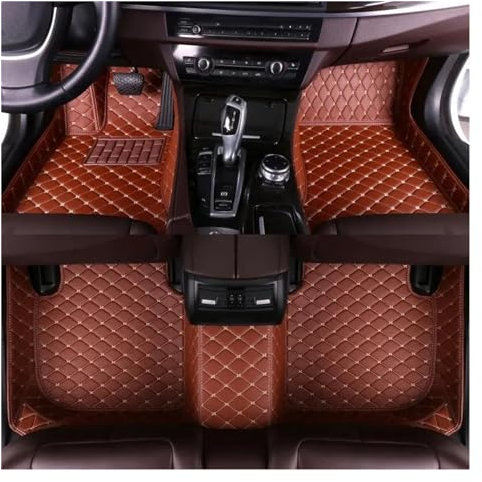 Autoteppich Fußmatten Benutzerdefinierte Luxus-Leder-Auto-Bodenmatte Für Ford Für Fiesta 2009–2013 Automatte Komplettes Set Wasserdichtes Zubehör Gummifußmatten(Braun)