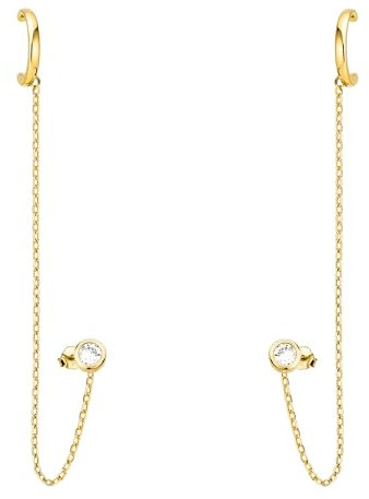 SOFIA MILANI - Damen Ohrringe 925 Silber - vergoldet/golden & mit Zirkonia Steinen - Ketten Ear Cuff - E2600