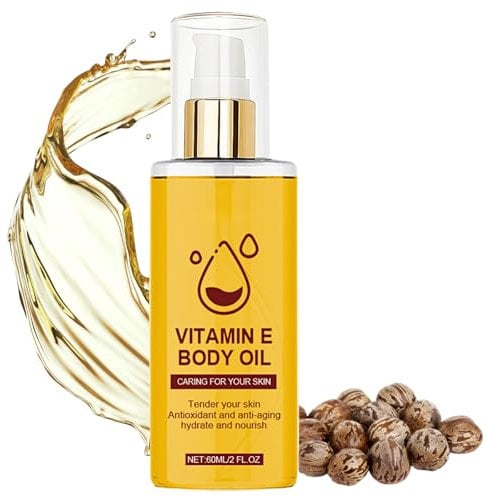 Vitamin E Oil For Skin, Pure Vitamin E Oil, Vitamin E Oil For Face & Body, Organic Vitamin E Body Oil For Hair & Nail, With Castor Oil To Help Nourish & Moisture, Vit E Oil For Healthy Radiant Skin