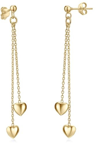 MATERIA Herz Ohrring Pendel gold - 925 Silber Ohrstecker hängend Damen SO-248-Gold