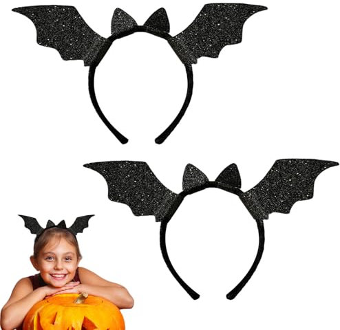 FUIPVGI 2 Pièces Bandeau Ailes de Chauve Souris, Accessoires de Chauve Souris pour Halloween Carnaval