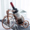 IRUGS Weinflaschenhalter Fürs Fahrrad, Weinglasregal Für Die Arbeitsplatte, Vintage-Stielglasregal, Metall-Organizer, Bietet Platz Für 2 Weingläser Und 1 Weinflasche(Bronze)