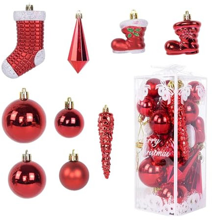 Weihnachtskugeln, Ornamente mit Weihnachtskugeln, Weihnachtsschmuck mit bruchsicheren Kugeln, Christbaumschmuck, Weihnachtsbaumschmuck, Weihnachtskugel-Set