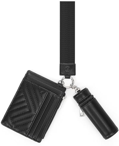 BOSTANTEN Geldbörse Damen Klein, Kreditkartenetui RFID Schutz Geldbeutel Damen Wallet mit Schlüsselanhänger, Mini Frauen Portemonnaie mit Lippenstiftetui,Schwarz