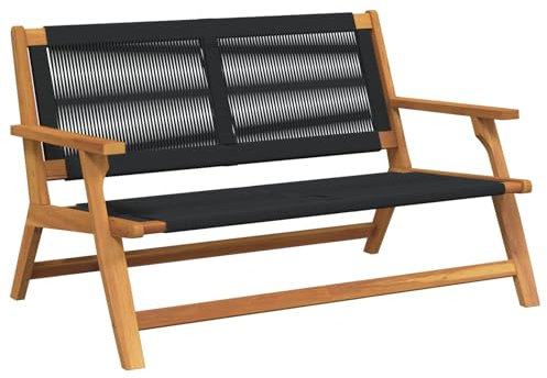 vidaXL Banco de Jardín Negro 76x122x73 cm de Madera Maciza de Acacia