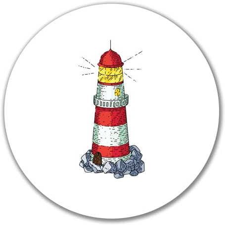 Huuraa Aufkleber Leuchtturm Lighthouse Geschenk | Dekoaufkleber 10cm rund Sticker Geschenkidee Dekoausticker