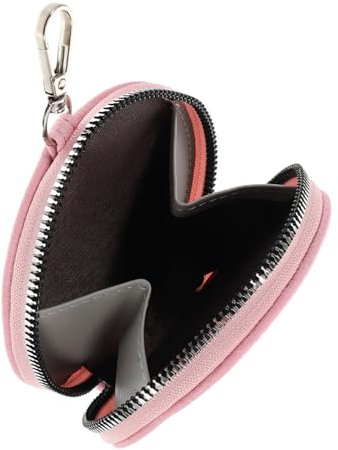 VALICLUD Porte-Monnaie Rond en Cuir Synthétique Mini Pochette à Monnaie avec Fermeture Éclair Mignon Et Portable pour Femmes Et Adolescentes Couleur Rose Compact Et Pratique